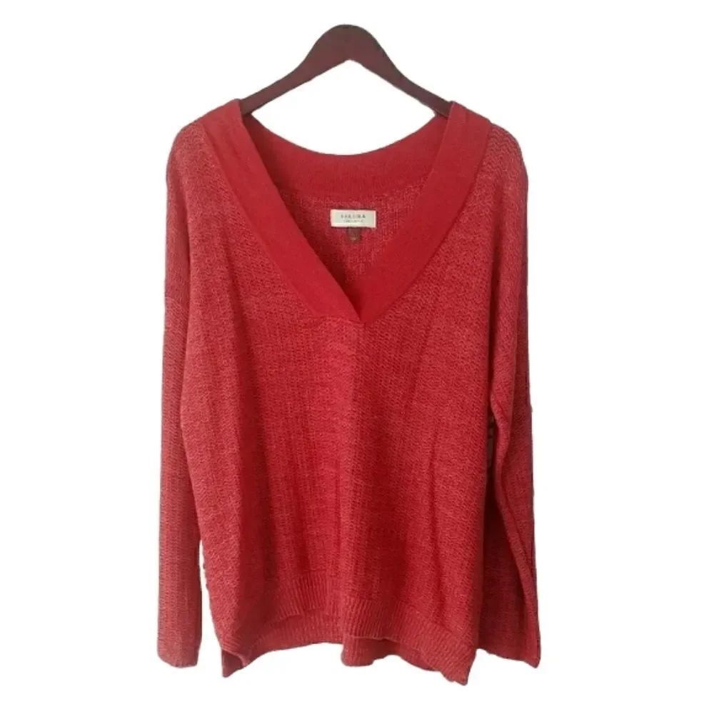 Sonoma Knit Sweater Top Hooded Orange Large